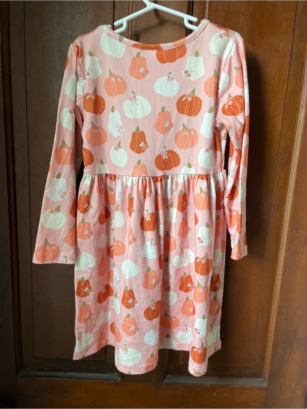 girls 7-8 long sleeve pink dress with pumpkins - Picture 5 of 6